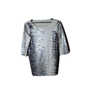 Joan Vass Size 3 NWT Women's Ivory Sequin Tunic Shirt Plus Size XL t61
